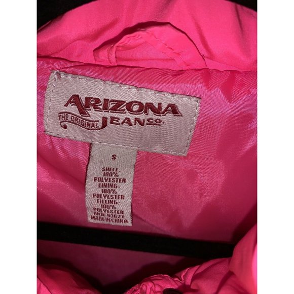 Arizona Jeans Co Juniors size S bright pink vest puffer jacket - Picture 3 of 3
